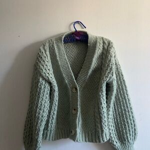 Pistachio cream fuzzy cozy cardigan
